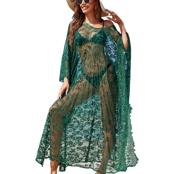 Beach Cover Up Boho Lace Kimono Bikini Robe Swimsuit Bathing Suit Costume Role - Picture 2 of 5